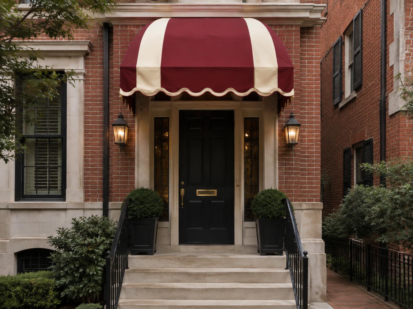 Tailored entrance awning on a Washington home
