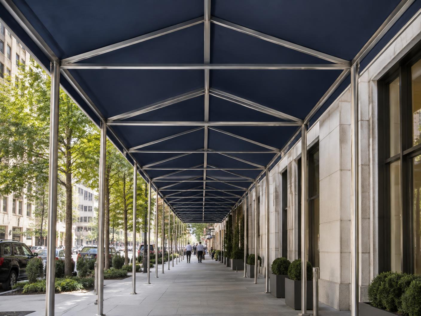 Covered commercial walkway